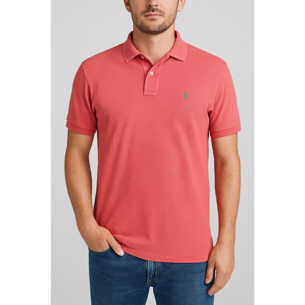 Polo Ralph Lauren Men's Medium Polo Shirt Pink Coral Short Sleeve Cotton Classic